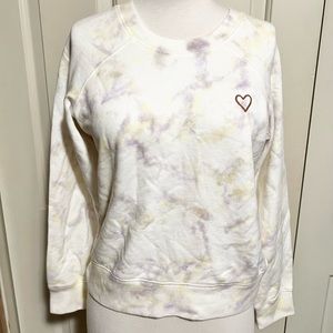 Madewell Ty-dye sweatshirt size S Ivory  purple yellow NWT